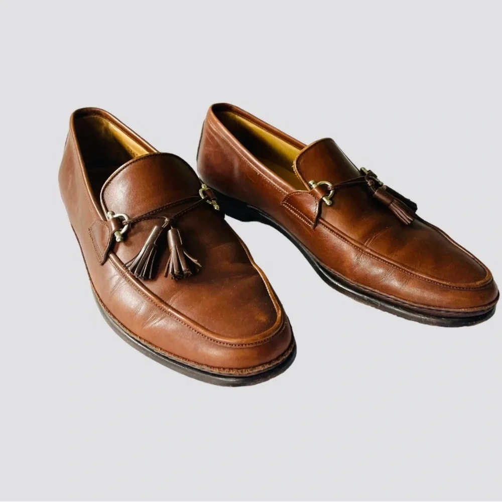 BRUNO MAGLI COGNAC TASSEL LOAFERS SIZE 10.5 M